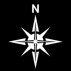 White north symbol. North direction for map