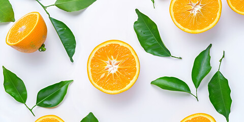 Fresh orange with leaves mockup isolated on white background