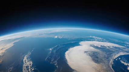 Space horizon of the Earth. Blue planet. Blue planet in space