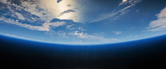 View of the Earth from space, blue planet and deep black space. Planet Earth From A Low Orbit Space View