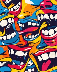 Obraz premium Pop Art representation of laughing brushes