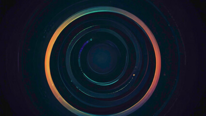 red and blue concentric Circes wrapped around each other in the form of double helix with dark gradient background with light shade of the green and white circle abstract blurry circles with lights   - obrazy, fototapety, plakaty