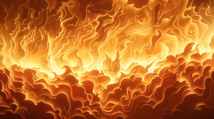 This image features an abstract representation of flames with a strong focus on yellow and orange hues, invoking a feeling of heat - obrazy, fototapety, plakaty