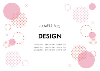 水玉　幾何学　フレーム　ピンク　シンプル