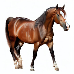 Fototapeta premium The bay horse isolated on white.with Generative AI technology 