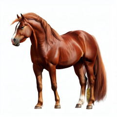 The bay horse isolated on white.with Generative AI technology	
