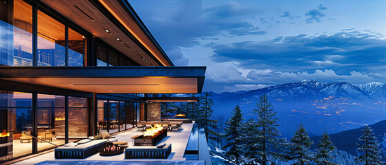 Majestic Winter Wonderland with Chalet in Snowy Alps, Perfect for Skiing and Sunset Views, Tranquil Vacation Setting