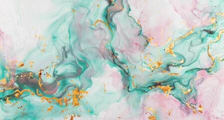 Blue, green, pink and gold liquid marble background. Luxury marble abstract texture background.  Pastel slab stone pattern  for packaging, wallpapers, prints, textile.