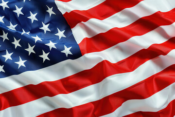 Fragment of a fluttering American flag. Flag of USA background.