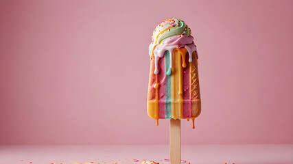 Colorful lollipops adorn wooden surfaces, set against various backgrounds Isolated, they pop in...