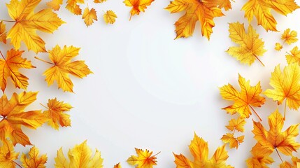 Autumn frame with yellow and orange leaves Leaf fall Thanksgiving Day Modern design template for sale banner ,clean sharp focus