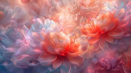 A close up of a bunch of flowers that are in different colors, AI