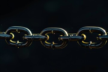 Obraz premium Detailed Close-Up of a Gold Chain on Black Background