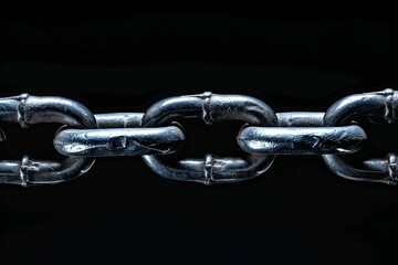 Fototapeta premium Close Up of Metal Chain on Black Background