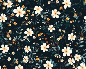 Cute floral pattern in the small flowers Seamless vector texture Elegant template for fashion prints Printing with small white flowers ,ultraHD - obrazy, fototapety, plakaty