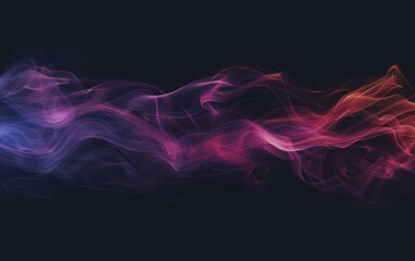 A vibrant fusion of red, purple, and blue smoke creates a captivating abstract on a black canvas. - obrazy, fototapety, plakaty