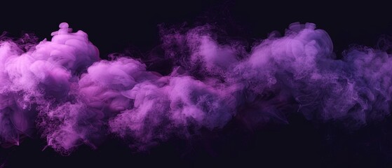 Swirling motions of violet smoke against deep black conjure an abstract landscape of mystery and...