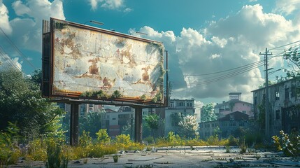 empty billboard placed on asphalt road - Generative AI