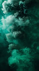 An ethereal green smoke pattern floating against a black void, perfect for dramatic visual compositions.