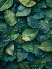 A tapestry of green leaves adorns the world their essence spun into sustainable fabrics fashioning a future where minimalism and the environment dance in unity. - obrazy, fototapety, plakaty