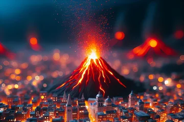 Fotobehang A city with volcano in the background © Екатерина Переславце