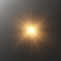 The image depicts a golden light , including sun rays and a dawn effect. The image also includes a  flare 