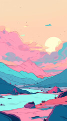 sunset in the mountains