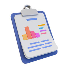 3d minimal data analysis. business planning. business visualization. clipboard with a bar graph. 3d illustration.