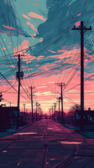 railway in the evening