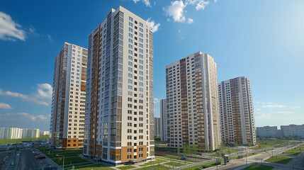 Obraz premium New apartment buildings. Residential area with modern apartment buildings.
