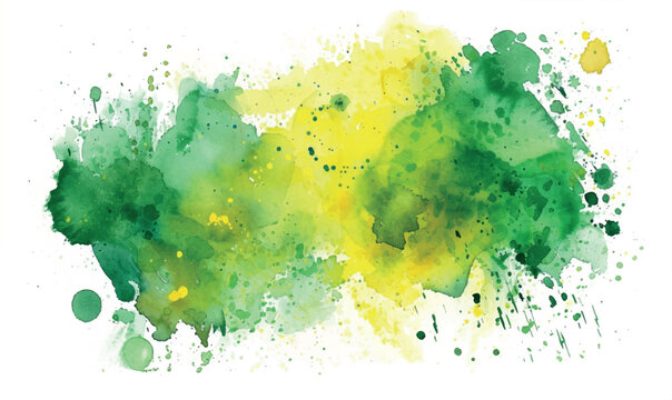 abstract watercolor background splash green yellow template