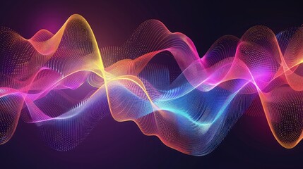 Fototapeta premium a digital abstract background featuring vibrant, colorful lines intertwining dynamically against a sleek black backdrop.