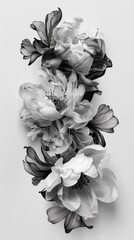A black and white photo of a bunch of flowers, AI
