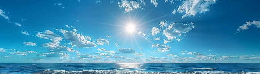 The cheerful sun, casting warm rays across a clear blue sky, epitomizing summer joy 3D render