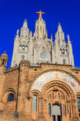 Expiatory Church of the Sacred Heart of Jesus on the summit of Mount Tibidabo in Barcelona, Catalonia, Spain