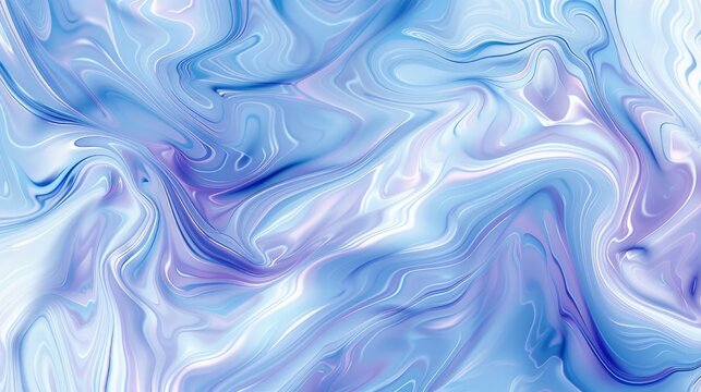 A closeup of swirling patterns in light blue and purple, resembling liquid marble textures, with fluid lines and delicate swirls creating an abstract background for design