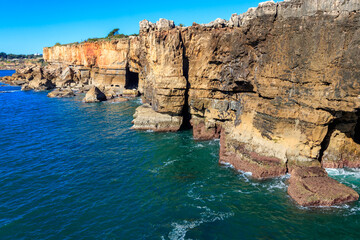 Naklejka premium Boca do Inferno (Hell's Mouth) is a unique rock formation on the edge of the ocean in Cascais, Portugal