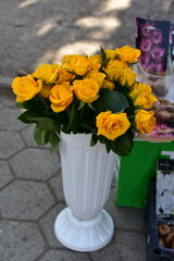 bouquet of yellow roses in a vase