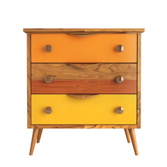 wooden 70s style cabinet on transparent background