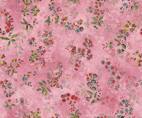 flower and Colorfull Flowers background watercolor Textile Design - illustration