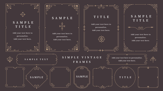 シンプルなビンテージフレーム・罫線セット3