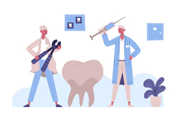 Dental service concept, dentist doctor and teeth