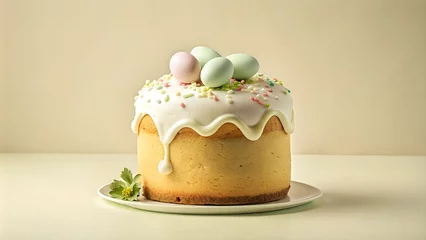 Fotobehang Easter cake on a minimalistic background © Елена Чекман
