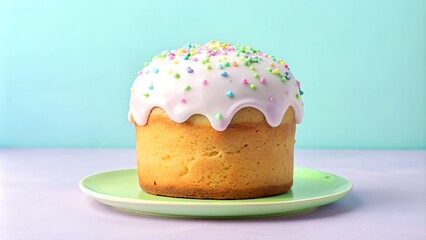 Easter cake on a minimalistic background