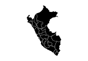 Mapa negro de Peru en fondo blanco. © Gabrieuskal
