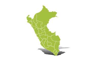 Mapa verde de Peru en fondo blanco. © Gabrieuskal