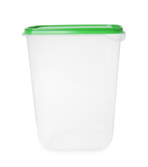 Empty plastic container on white background. Food storage