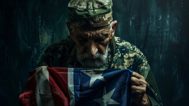 Sad Veteran Remebering His Lost Partners