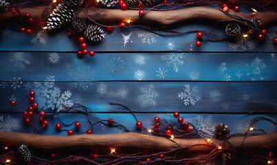 木製の背景にクリスマスの装飾,Christmas Decoration on Wooden Background,Generative AI - obrazy, fototapety, plakaty