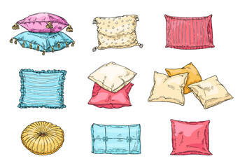 Hand drawn cozy cushions collection for sofa or bed